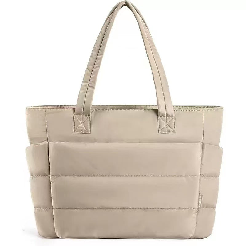 Puffy Quilted Tote Bag – Lightweight Travel & Work Handbag for Women