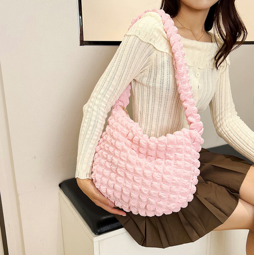 New Candy Color Portable Underarm Bubble Shoulder Bag Small Pleated Puffy Hobo Crossbody Bag Ladies Wrinkled Tote Bags