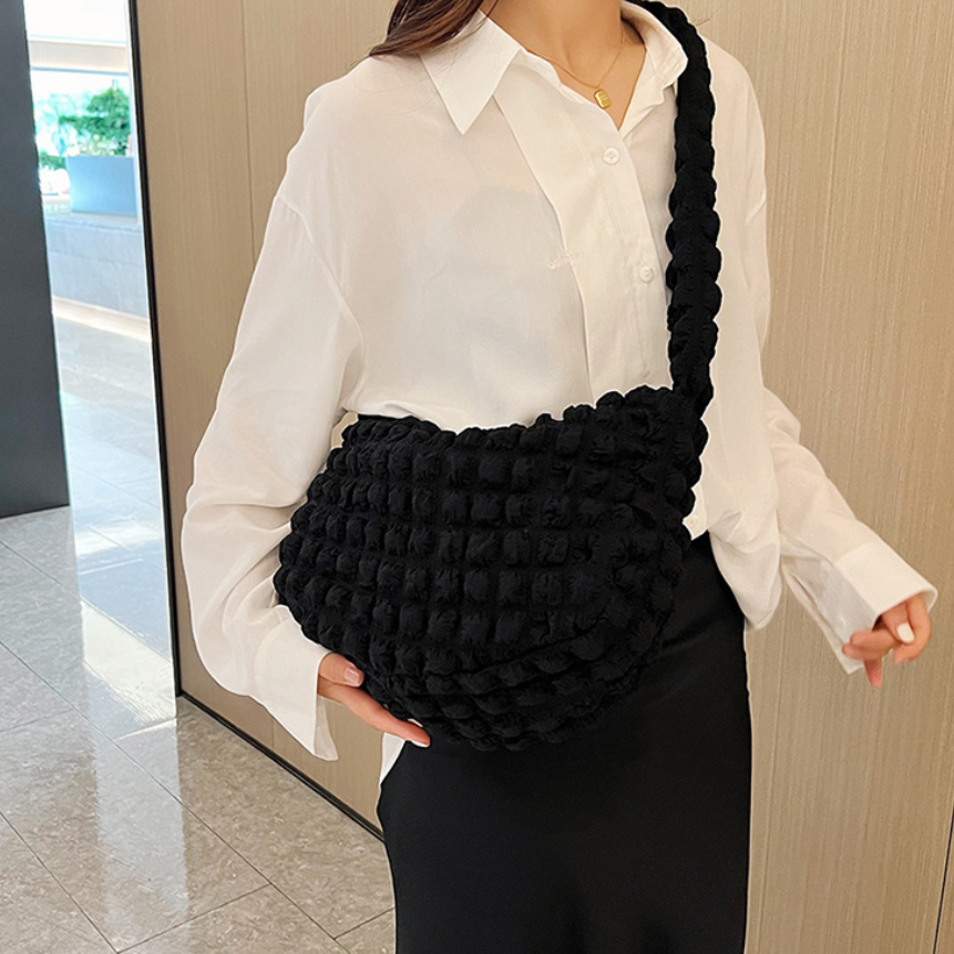 New Candy Color Portable Underarm Bubble Shoulder Bag Small Pleated Puffy Hobo Crossbody Bag Ladies Wrinkled Tote Bags