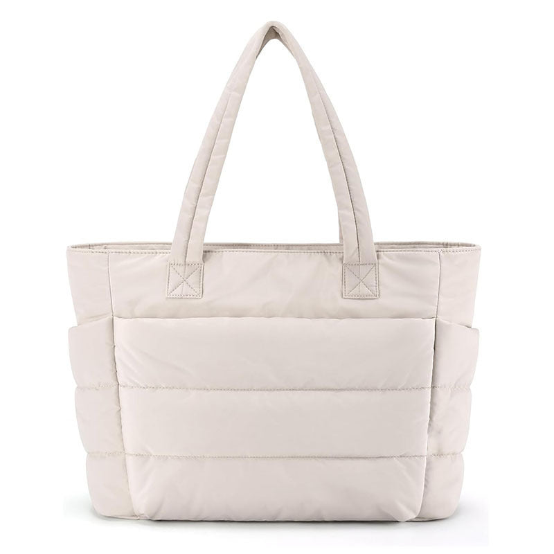 Puffy Quilted Tote Bag – Lightweight Travel & Work Handbag for Women
