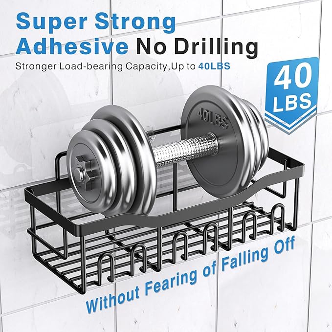 5-Pack Rustproof Stainless Steel Shower Caddy No Drill Adhesive Bathroom Organizer with Large Capacity, Spacious Shower Shelves
