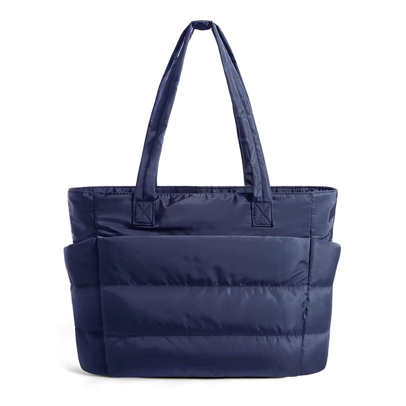 Puffy Quilted Tote Bag – Lightweight Travel & Work Handbag for Women